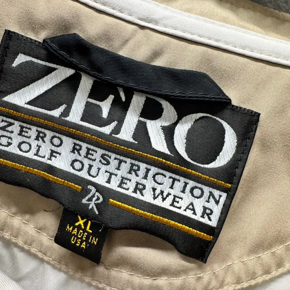 Vintage Zero Restriction Windbreaker Golf Jacket Pullover Cream Mens XL‎ USA